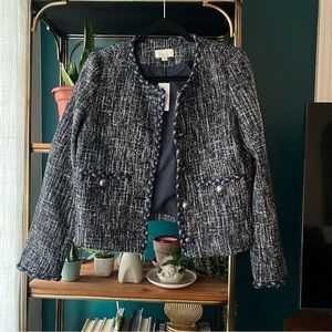 Loft blue tweed blazer jacket